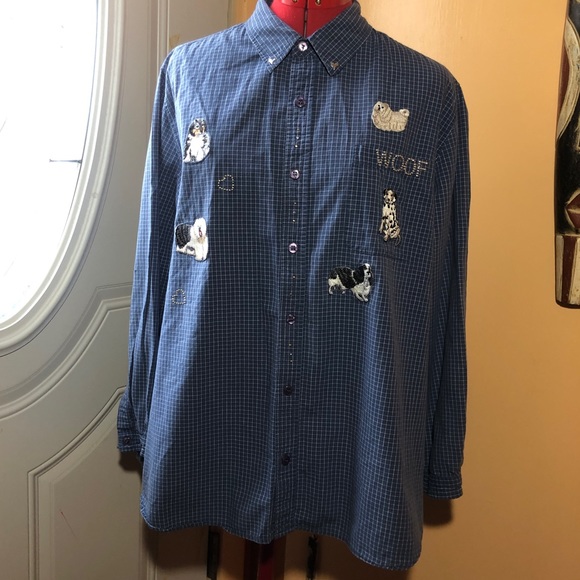 Bobbie Brooks Button Down Dog Lover’s Cotton Shirt - Picture 1 of 6